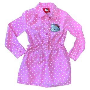 Hello Kitty Pink Heart Long Sleeve Dress with Elastic Waistband size 3T